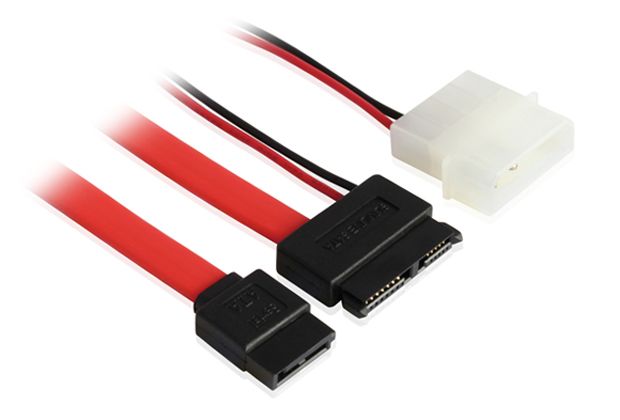 Комплект кабелей Slim SATA GCR Slim SATA 13pin / SATA II до 3Gbps 7pin / Molex 4pin 50см