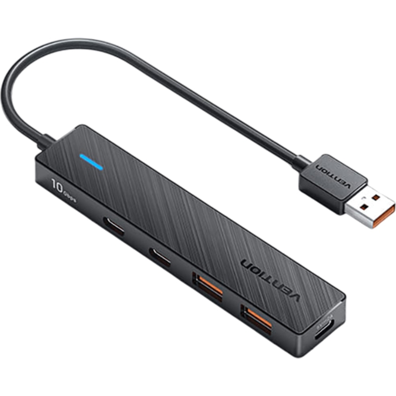 Концентратор Vention USB 3.2 Gen 2 AM/ 2хUSB-C/ 2хUSB-A Черный - 0.15м.