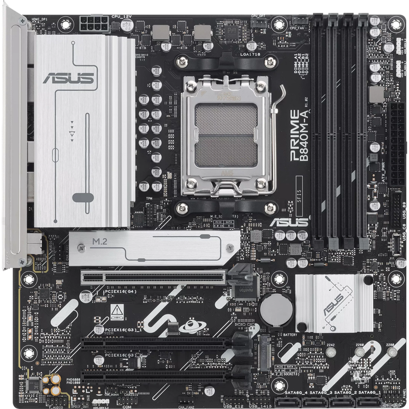 Материнская плата Asus PRIME B840M-A-CSM Socket AM5 AMD B840 4xDDR5 mATX AC`97 8ch(7.1) 2.5Gg RAID+V