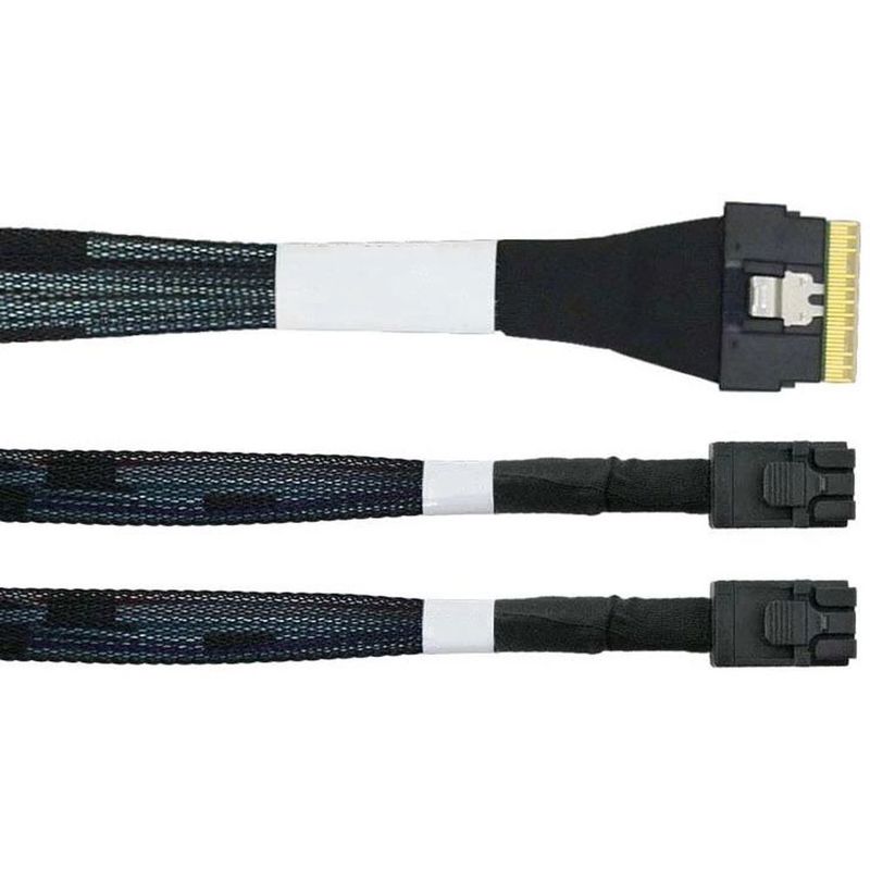 Кабель LR-Link SlimSAS x8 to 2 x miniSAS HD  (SFF-8654 x8 - 2 x SFF-8643) Cable, 800mm