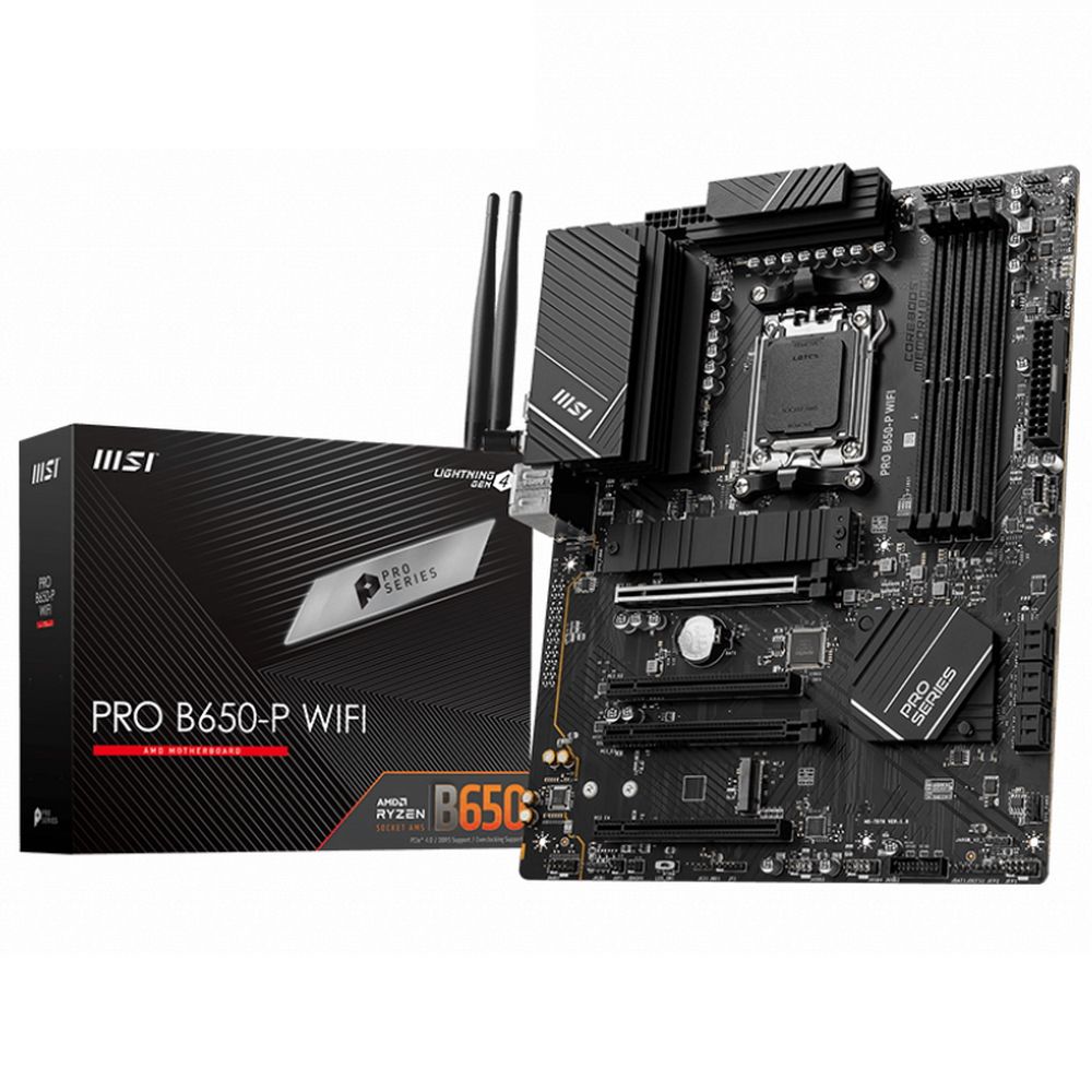 Материнская плата MSI PRO B650-P WIFI Socket AM5 AMD B650 4xDDR5 ATX AC`97 8ch(7.1) 2.5Gg RAID+HDMI+
