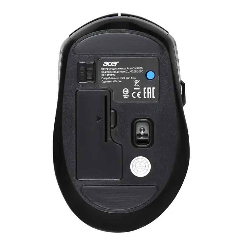 Мышь Acer OMR070 черный оптическая 1600dpi беспров. BT/Radio USB для ноутбука 6but (ZL.MCEEE.00D)