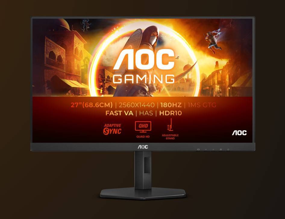 МОНИТОР 27" AOC Q27G4XN Black с поворотом экрана (VA, 2560x1440, 180Hz, 0.5 ms, 178°/178°, 300 cd/m,