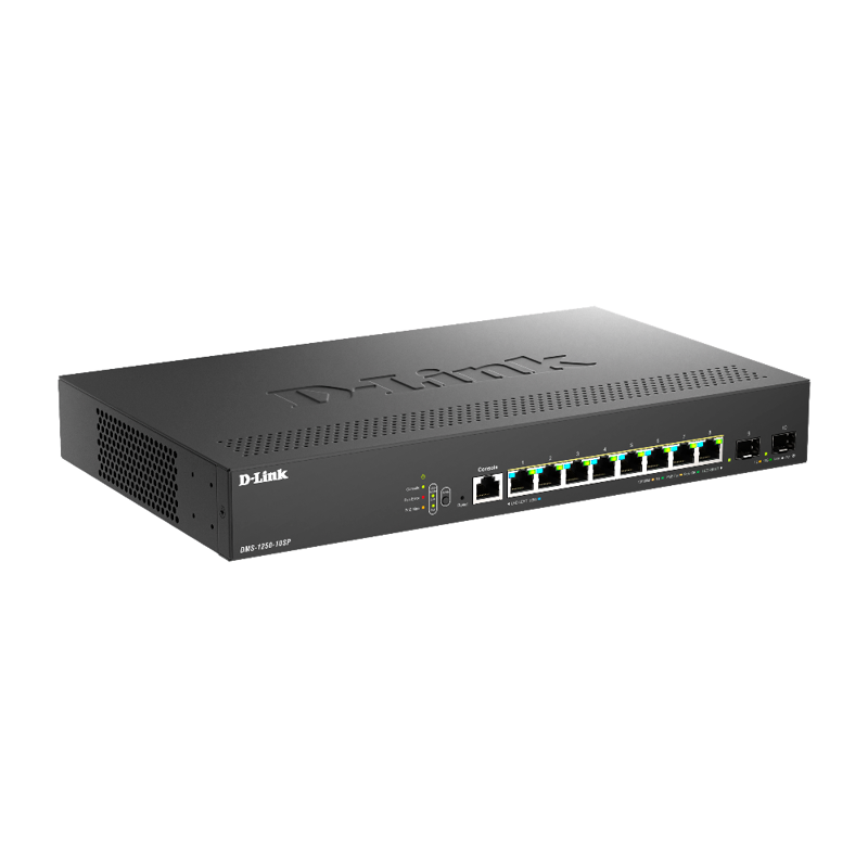 Коммутатор D-Link Управляемый L2 PoE-коммутатор, 8x2.5GBase-T PoE, 2x10GBase-X SFP+, PoE-бюджет 240 
