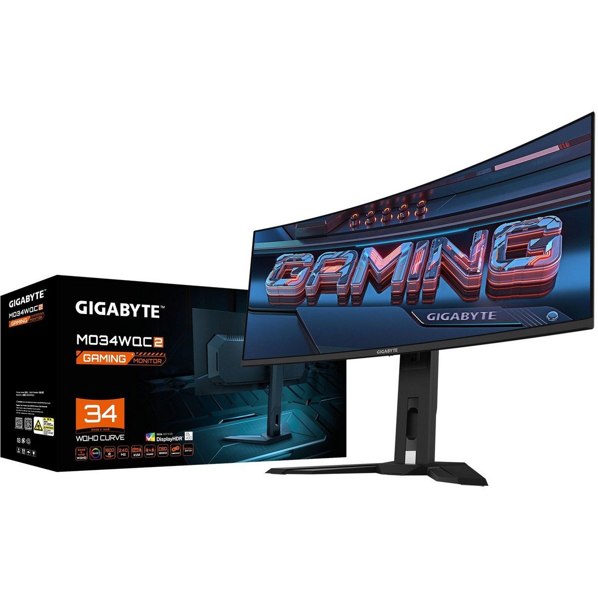 Монитор 34" Gigabyte MO34WQC2-EK Black  (OLED,3440 x 1440, 240Hz, 0,03мс, 2хHDMI 2.1, DP 1.4, 3