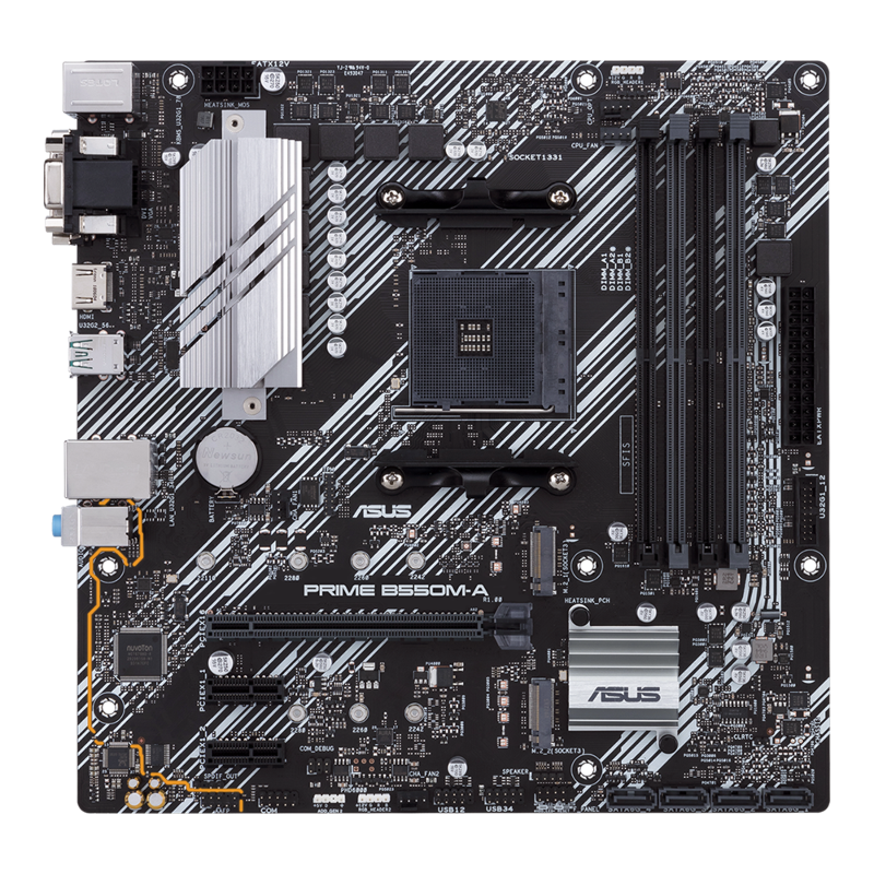 Материнская плата ASUS PRIME B550M-A/CSM, Socket AM4, B550, 2*DDR4, D-Sub+DVI+HDMI, SATA3 + RAID, Au