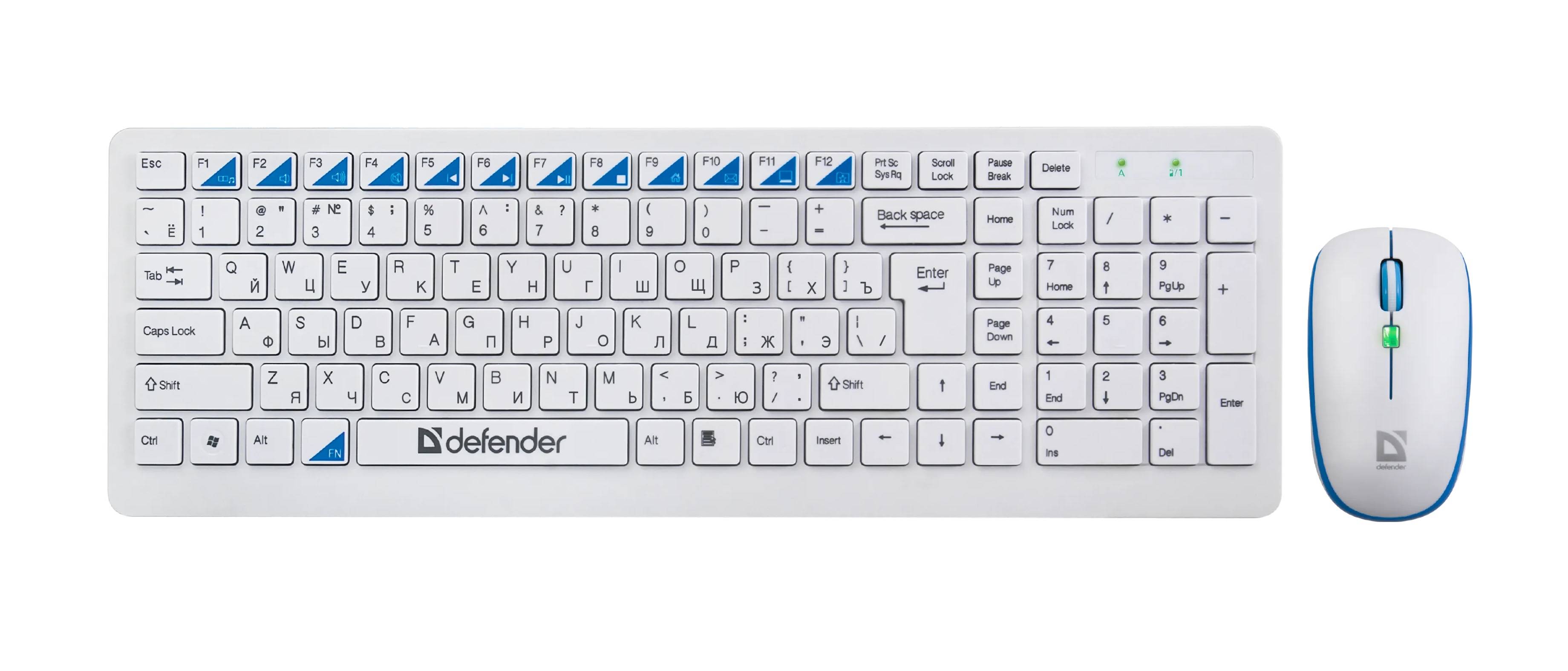 Комплект клавиатура + мышь Defender Skyline 895 Nano W (белый) Кл:104, 1000/1500/2000dpi