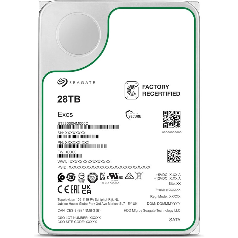 Жесткий диск Seagate SATA 28Tb 7200 Exos X28 6Gb/s 512Mb 1 year warranty