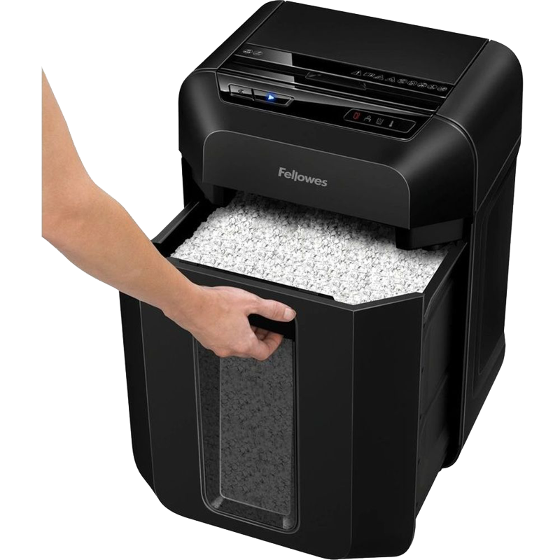 Шредер Fellowes AutoMax 80М черный с автоподачей (секр.P-4) фрагменты 80лист. 17лтр. скрепки скобы п