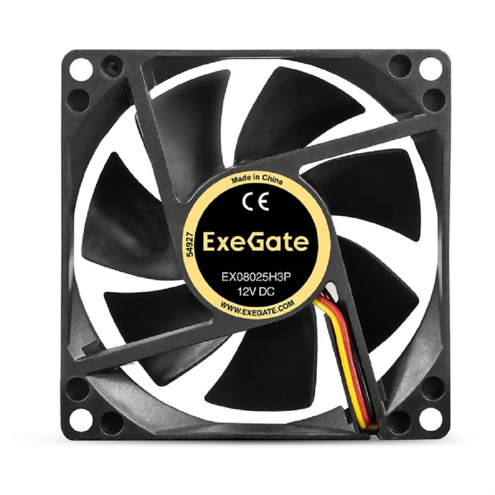 Вентилятор 12В DC ExeGate EX08025H3P (80x80x25 мм, Hydraulic bearing (гидродинамический), 3pin, 2200RPM, 22dBA)