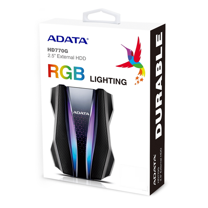 Жесткий диск внешний ADATA HD770G AHD770G-1TU32G1-CBK 1TB 2.5" USB 3.2 Gen 1, RGB, Military-gra