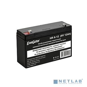 Exegate EX282955RUS Аккумуляторная батарея HR 6-12 (6V 12Ah, клеммы F1)