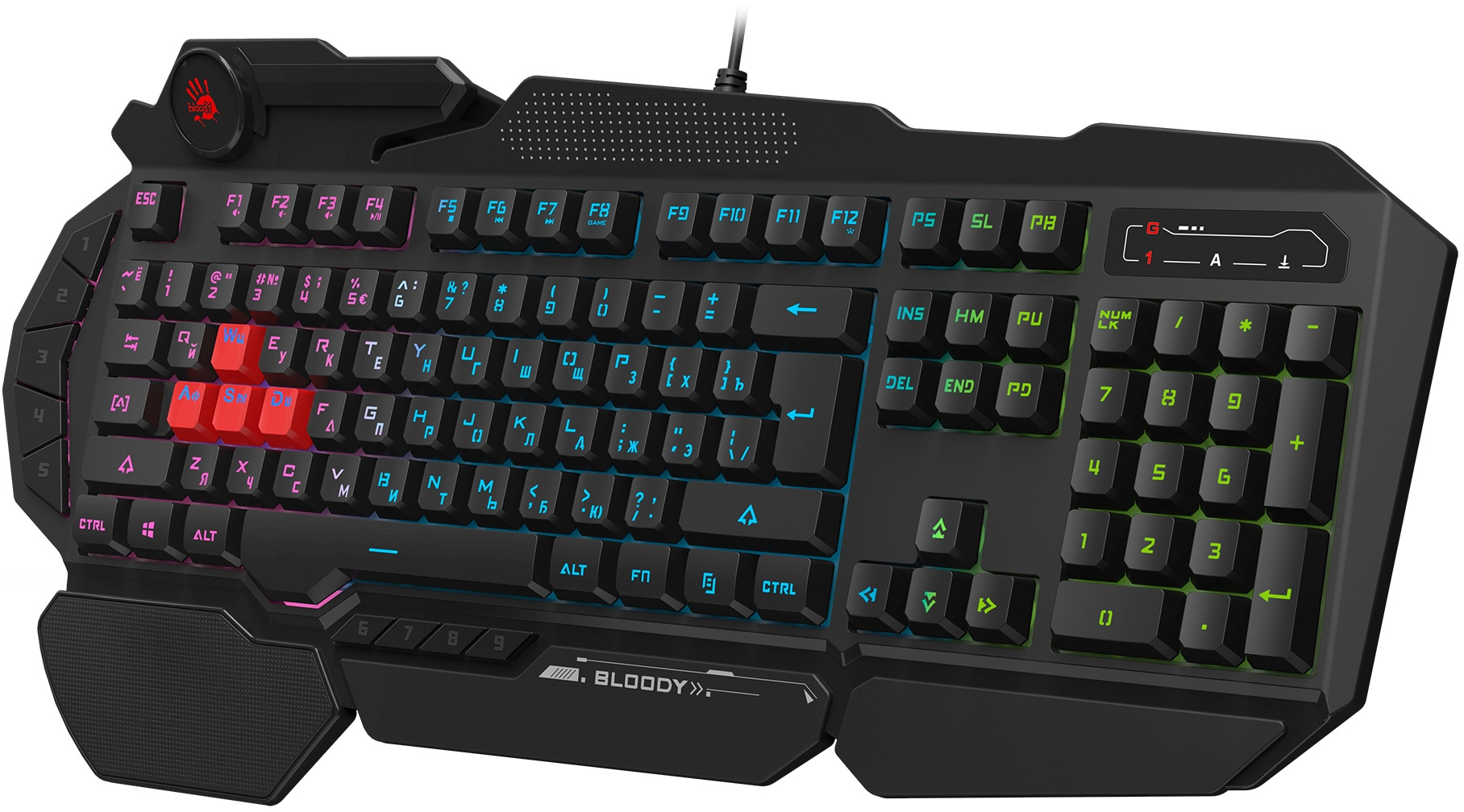 Клавиатура A4Tech Bloody B314 черный USB Multimedia for gamer LED (подставка для запястий)