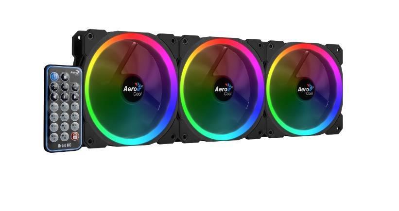 Вентилятор Aerocool Orbit RC (120мм, 14.1dB, 1200rpm, 3 pin+Molex, подсветка, пульт д/у) RTL