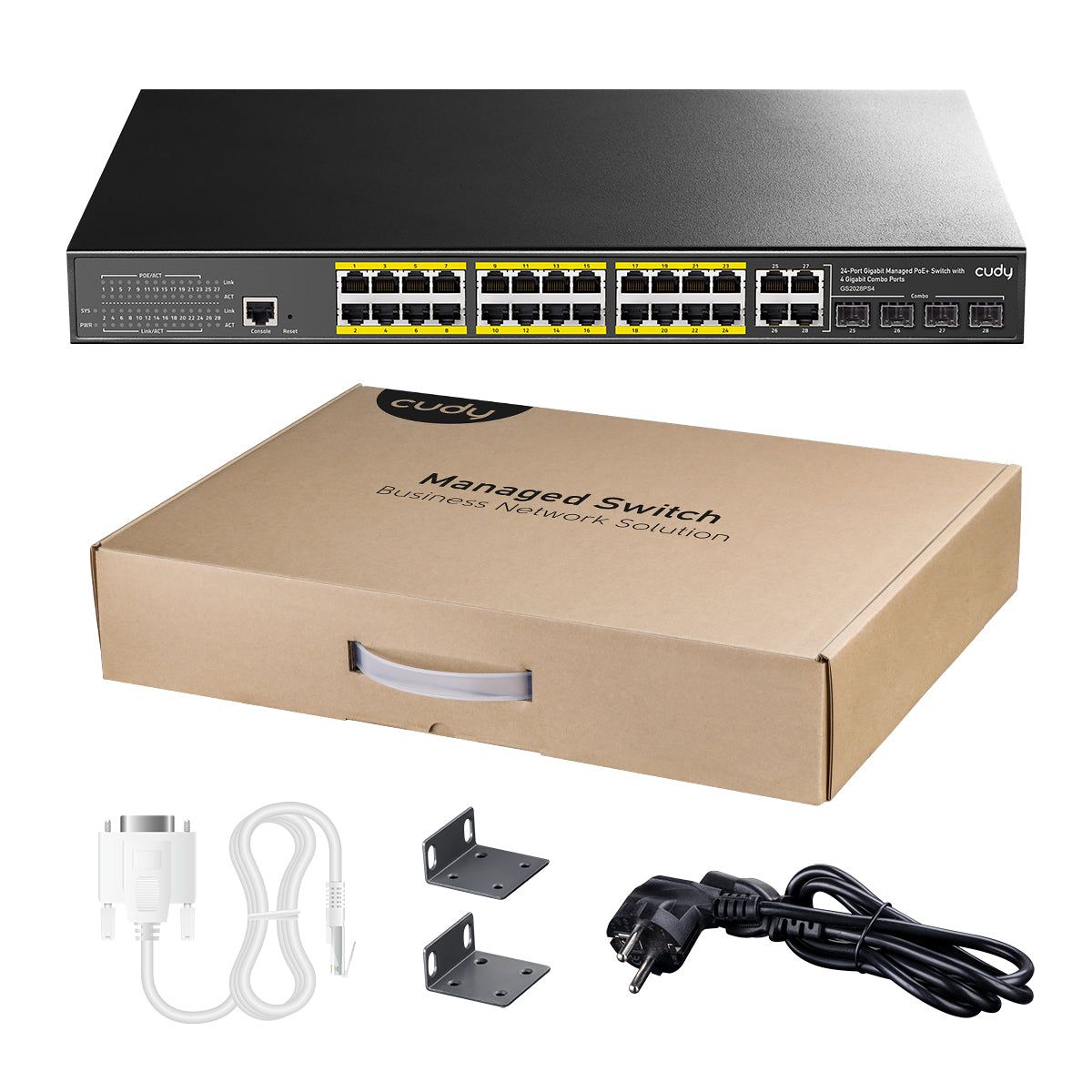 Коммутатор Cudy GS2028PS4-300W (L2) 28x1Гбит/с 4SFP 24PoE+ 300W управляемый