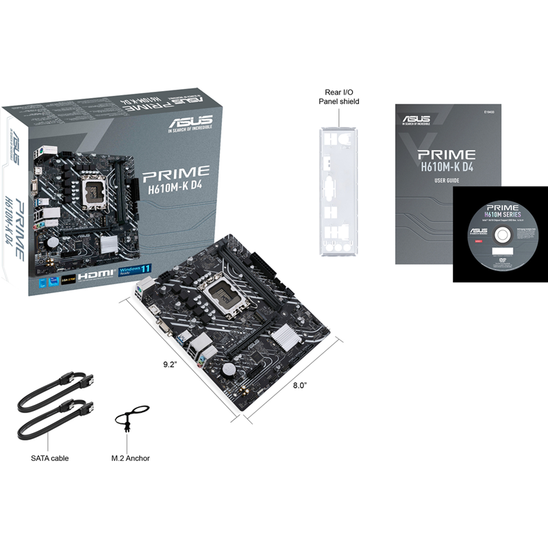 Материнская плата Asus PRIME H610M-K D4 Soc-1700 Intel H610 2xDDR4 mATX AC`97 8ch(7.1) GbLAN+VGA+HDM