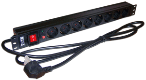 Блок розеток 19" 8 шт., 16A 250V, шнур питания 1.8 м