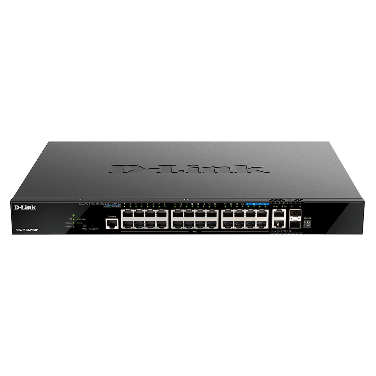 Коммутатор D-Link DGS-1520-28MP/A1A (L3) 24x1Гбит/с 2x10Гбит/с 4x2.5Гбит/с 2SFP+ 24PoE+ 370W управля