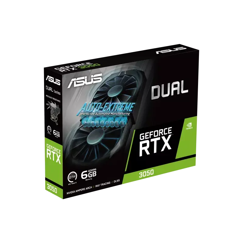 Видеокарта Asus PCI-E 4.0 DUAL-RTX3050-O6G NVIDIA GeForce RTX 3050 6Gb 96bit GDDR6 1507/14000 DVIx1 