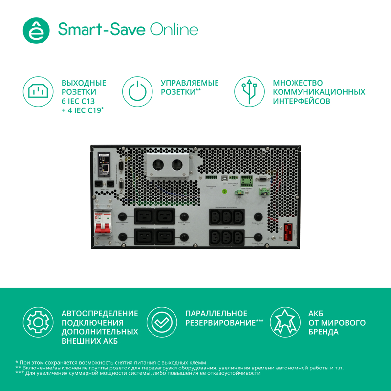 Источник бесперебойного питания Systeme Electriс SRT SRTSE6KRTXLIEC-NC 6000Вт 6000ВА черный
