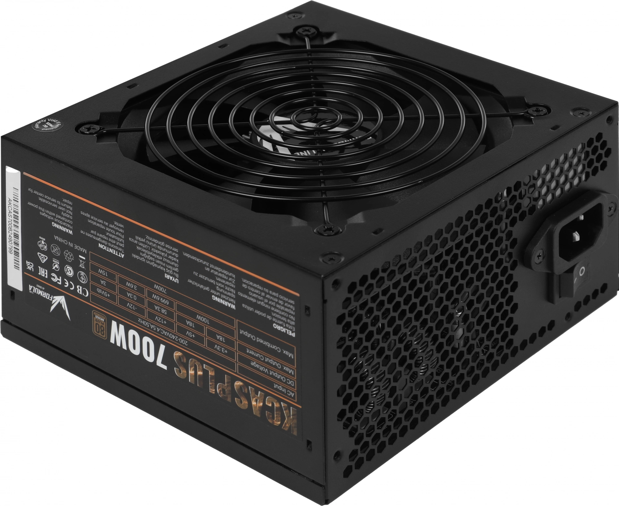 Блок питания Formula V Line KCAS PLUS 700W, 700W, APFC, 80+ Bronze, ATX12V v2.4, 12cm Fan (ex Aeroco