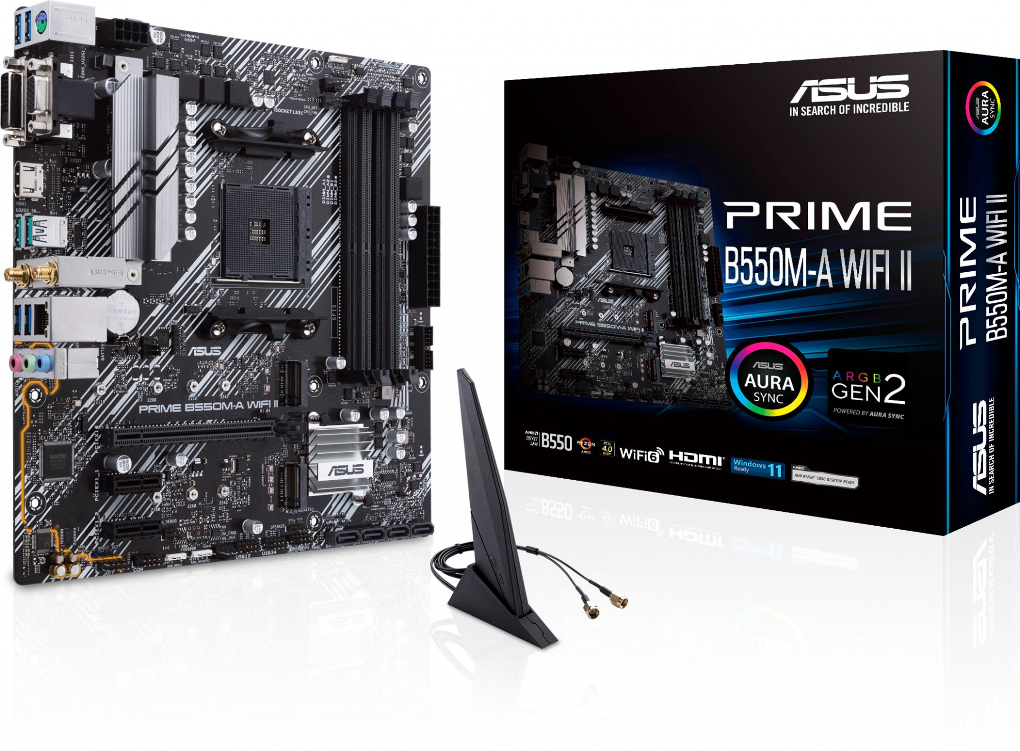 Материнская плата Asus PRIME B550M-A WIFI II Soc-AM4 AMD B550 4xDDR4 mATX AC`97 8ch(7.1) GbLAN RAID+