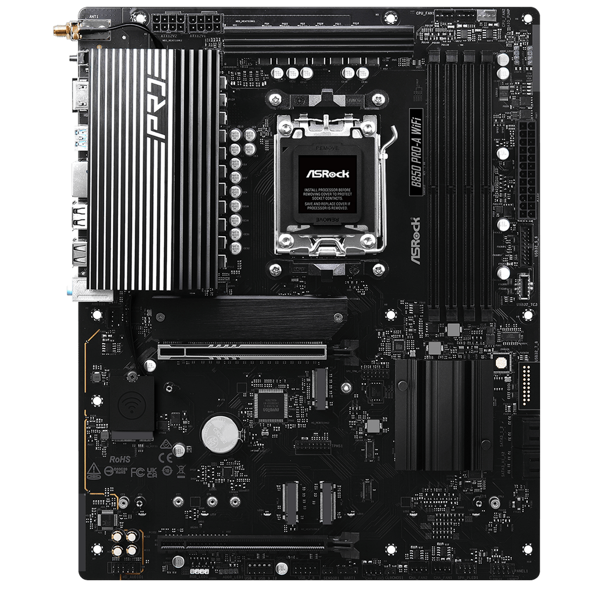 Материнская плата Asrock B850 PRO-A WIFI Socket AM5 AMD B850 4xDDR5 ATX AC`97 8ch(7.1) 2.5Gg RAID+HD