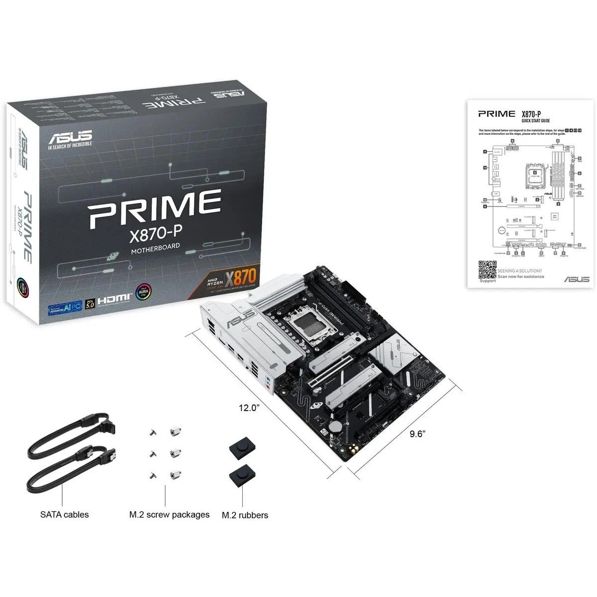 Материнская плата Asus PRIME X870-P Socket AM5 AMD X870 4xDDR5 ATX AC`97 8ch(7.1) 2.5Gg RAID+HDMI