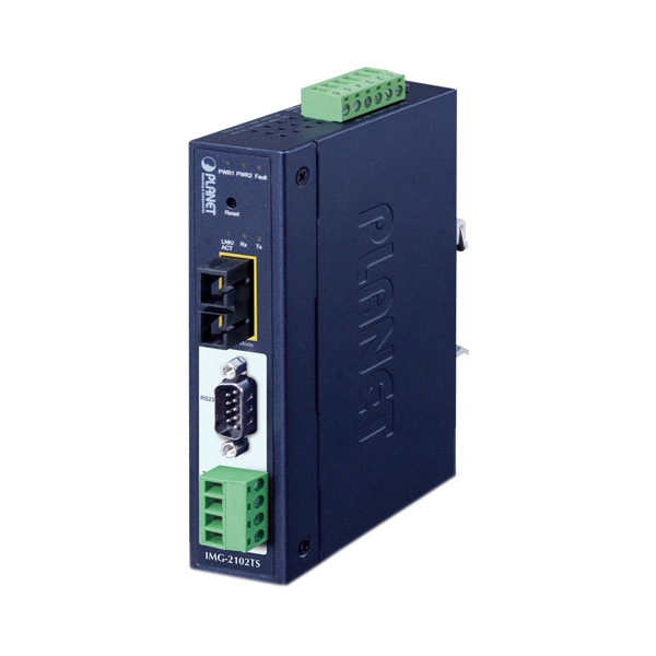 медиа конвертер/ PLANET IMG-2102TS IP30 Industrial 1-Port RS232/RS422/RS485 Modbus Gateway (1 x 100BASE-FX SC, Single mode 30km, -40~75 degrees C, dual 9~48V DC, Modbus RTU/ASCII, Master/Slave )