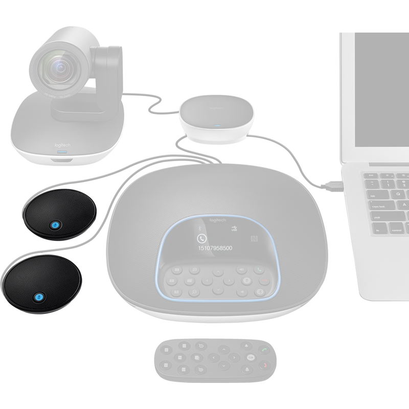 Микрофон проводной Logitech ConferenceCam Group 2.4м черный