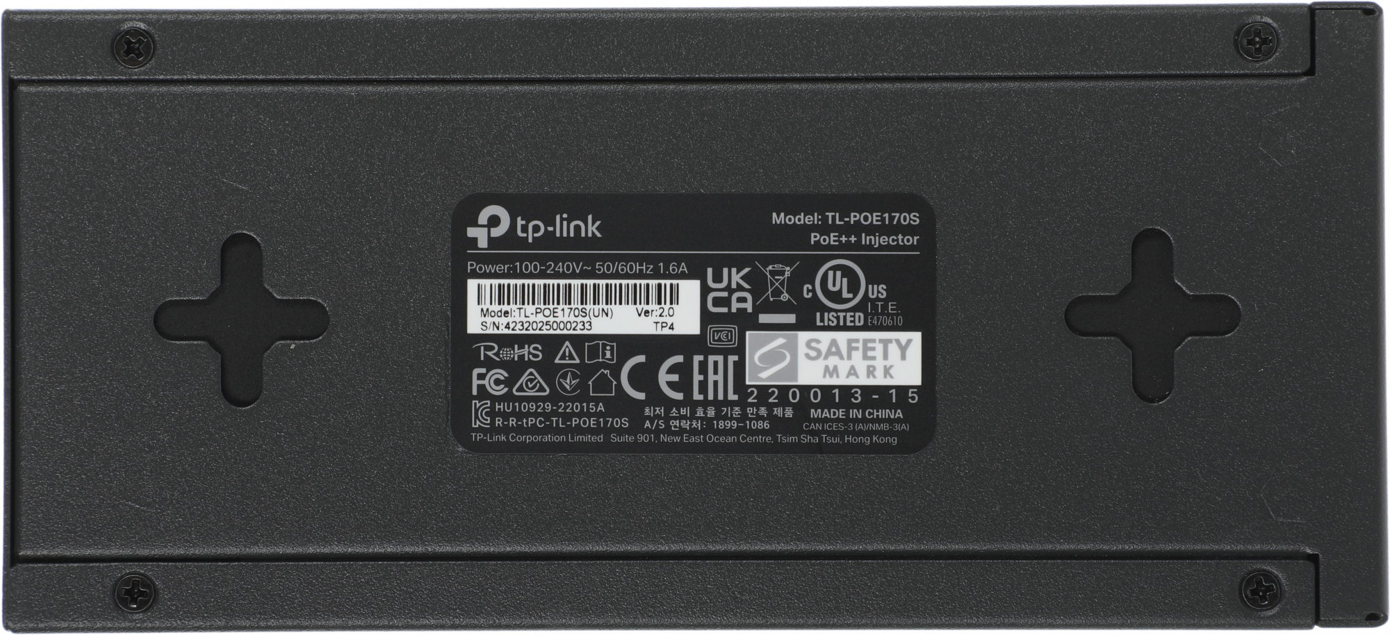Инжектор PoE TP-Link POE170S 10/100/1000BASE-T 100-240В(АС)