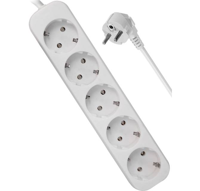 Сетевой удлинитель Defender E518 1.8м (5 розеток) белый (пакет ПЭ)