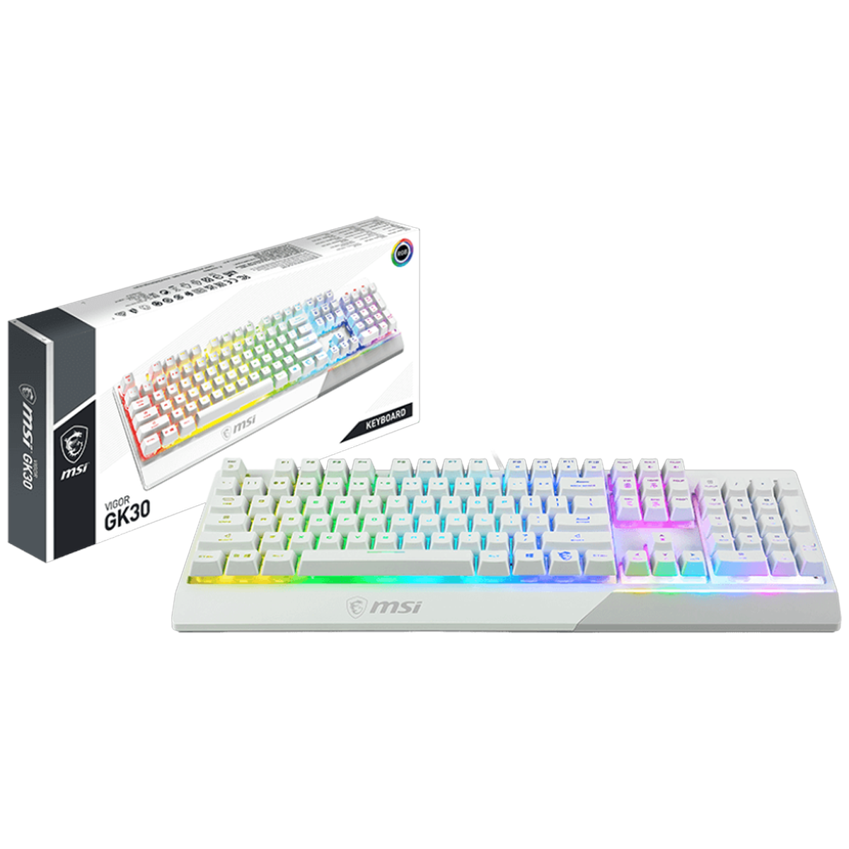 Клавиатура MSI Vigor GK30 белый USB for gamer LED