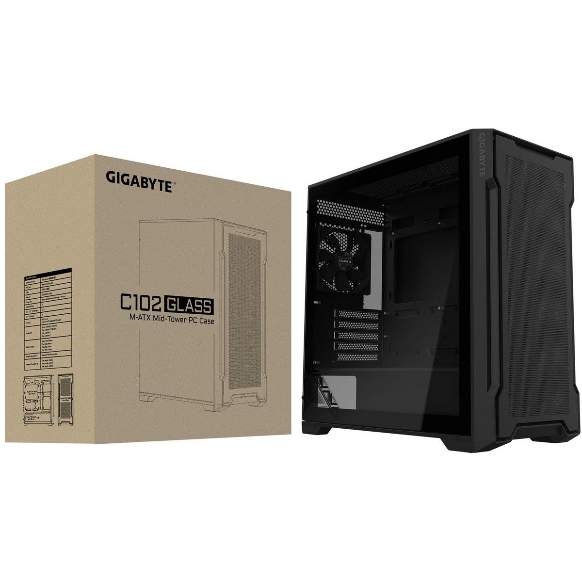 Корпус Gigabyte C102G  MidTower, mATX, USB3.0x2, Audio I/O, GPU:410mm, Black, TG