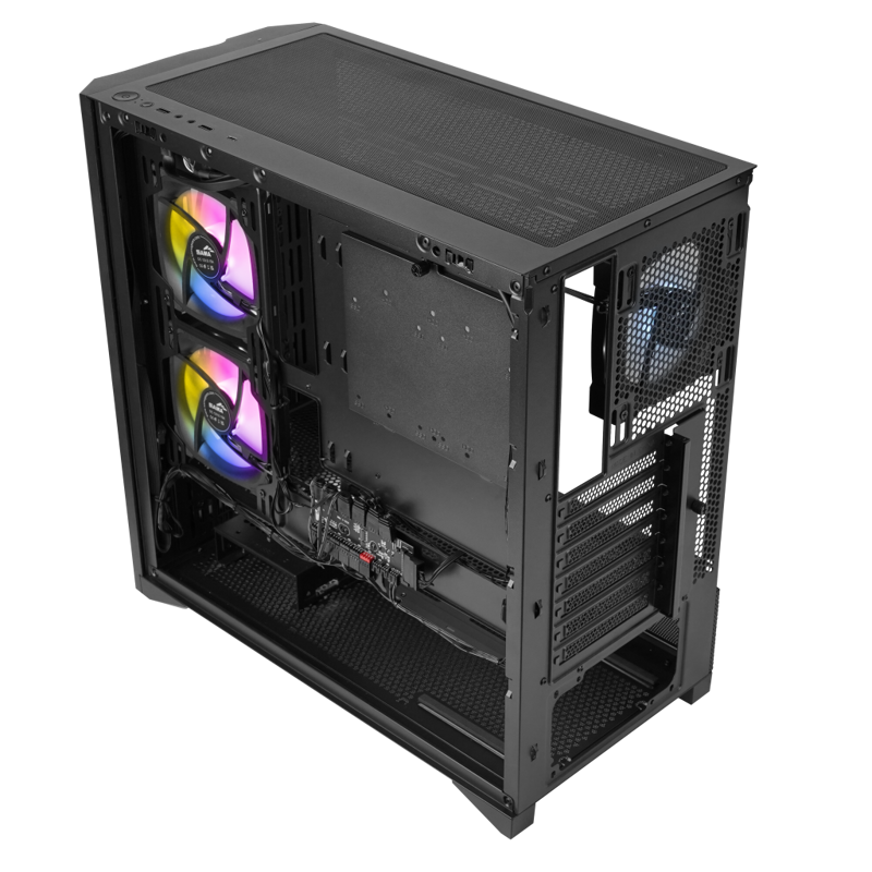 Корпус SAMA V42 Black, Midi-Tower, TG, 4x120mm ARGB, 2xUSB 3.0 + 1xUSB 3.2 Type-C, ATX, mATX, mITX B