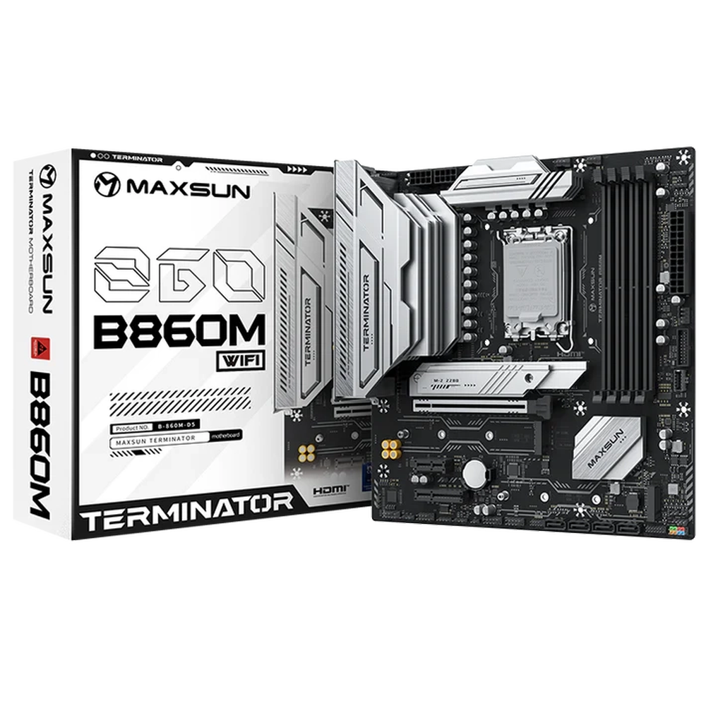 Материнская плата Maxsun MS-Terminator B860M WIFI B860, LGA1851, 4*DDR5, 1*PCIEx16, 1*PCIEx4, 1*PCIE