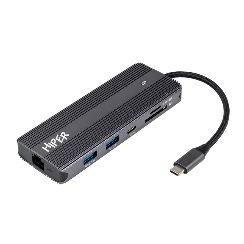 Док-станция HIPER USB-C HUB 11in1 (1*USB-C 100W PD, 1*HDMI 4K@60Hz, 2*DP 4K@60Hz, 2*USB-A 3.0 (5Gbps