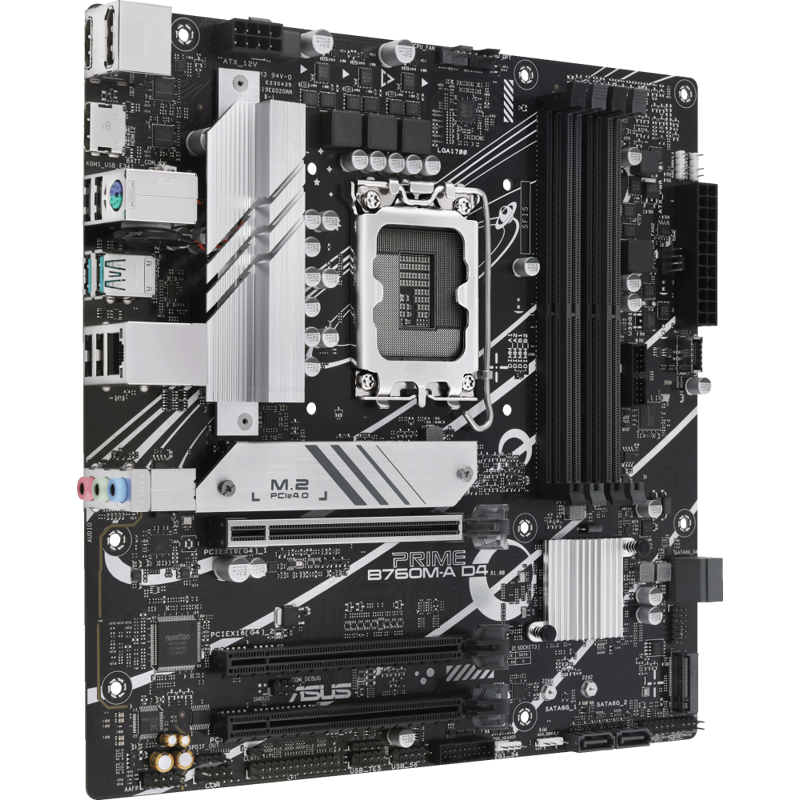 Материнская плата ASUS PRIME B760M-A D4-CSM, LGA1700, B760, 4*DDR4, HDMI+DP, 4xSATA3 + RAID, M2, Aud