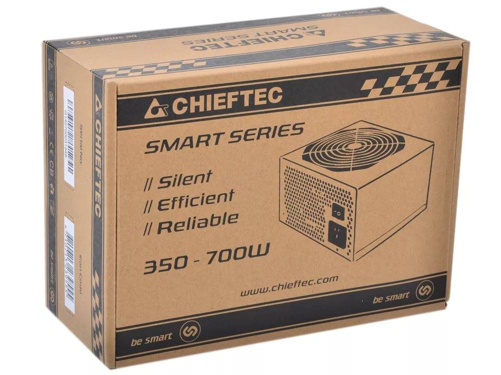 Блок питания Chieftec PSU GPS-500A8 500W Smart ser ATX2.3 230V Brown Box 12cm 80%+ Fan Active PFC 20