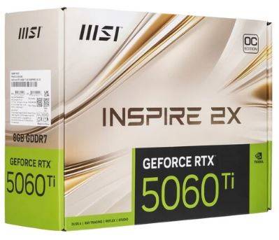 Видеокарта MSI PCI-E 5.0 RTX 5060 TI 8G INSPIRE 2X OC NVIDIA GeForce RTX 5060TI 8Gb 128bit GDDR7 261