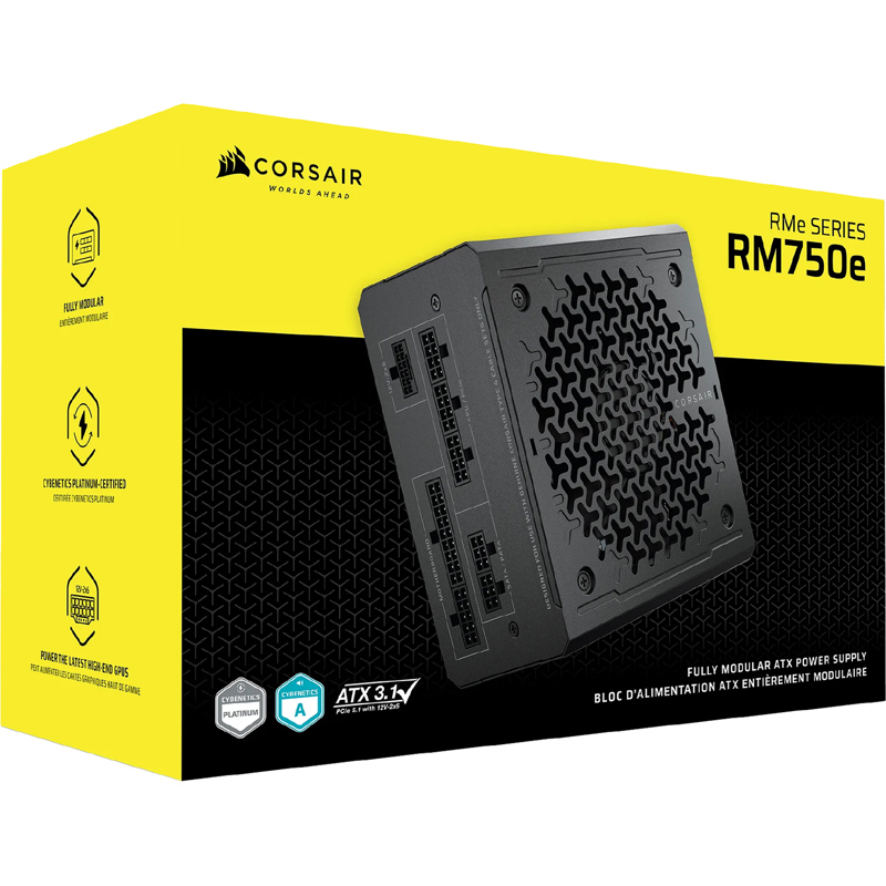 Блоки питания Corsair RM750e, Model RPS0215, 750W 80+ Gold (ATX, 3.1, PCIe 5.1, Full modular, 1x24(2