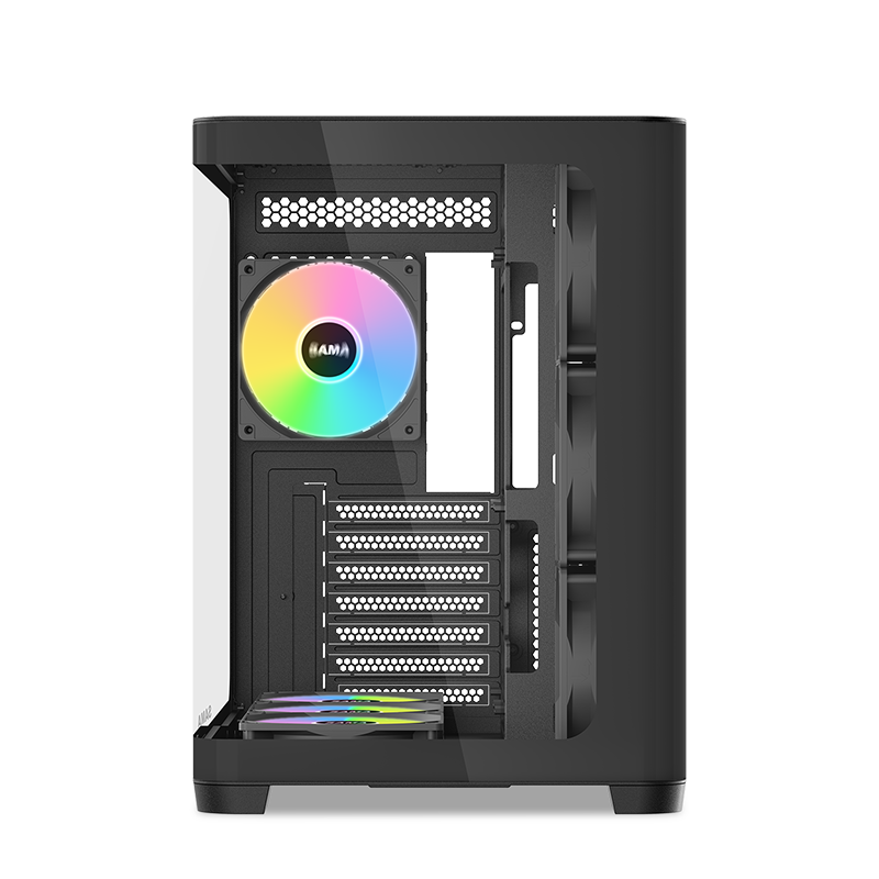 Корпус SAMA V60 Black, Midi-Tower, TG, 7x120mm ARGB, 2xUSB 3.0 + 1xUSB 3.1 Type-C, ATX, mATX, mITX B