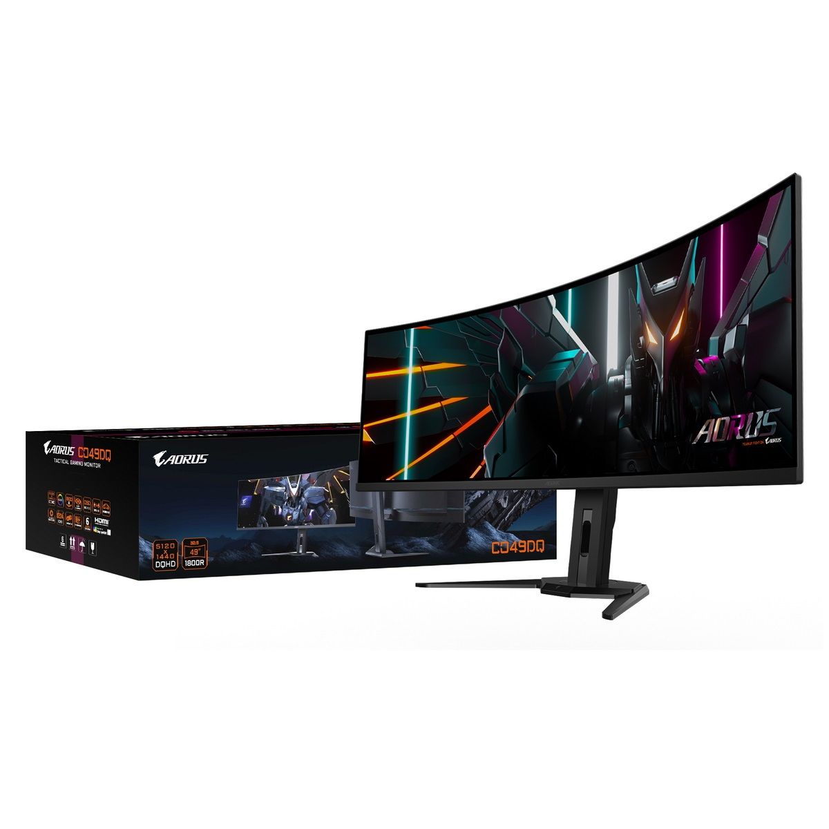 Монитор Gigabyte 49" Aorus CO49DQ черный OLED 32:9 HDMI M/M матовая HAS Piv 250cd 178гр/178гр 5120x1