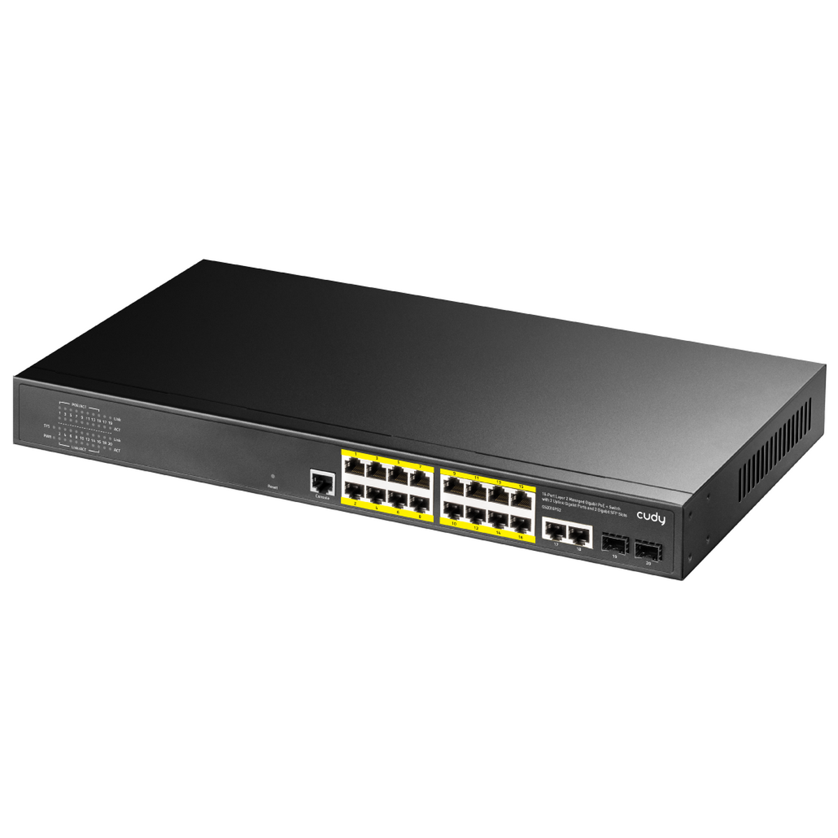 Коммутатор Cudy GS2018PS2-200W (L2) 16x1Гбит/с 2SFP 16PoE+ 200W управляемый