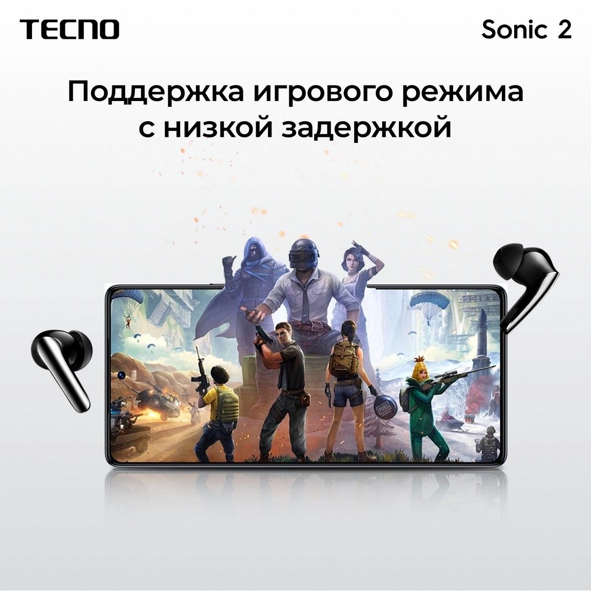 Гарнитура внутриканальные Tecno Sonic 2 SC02 белый беспроводные bluetooth в ушной раковине (SC02 WHI