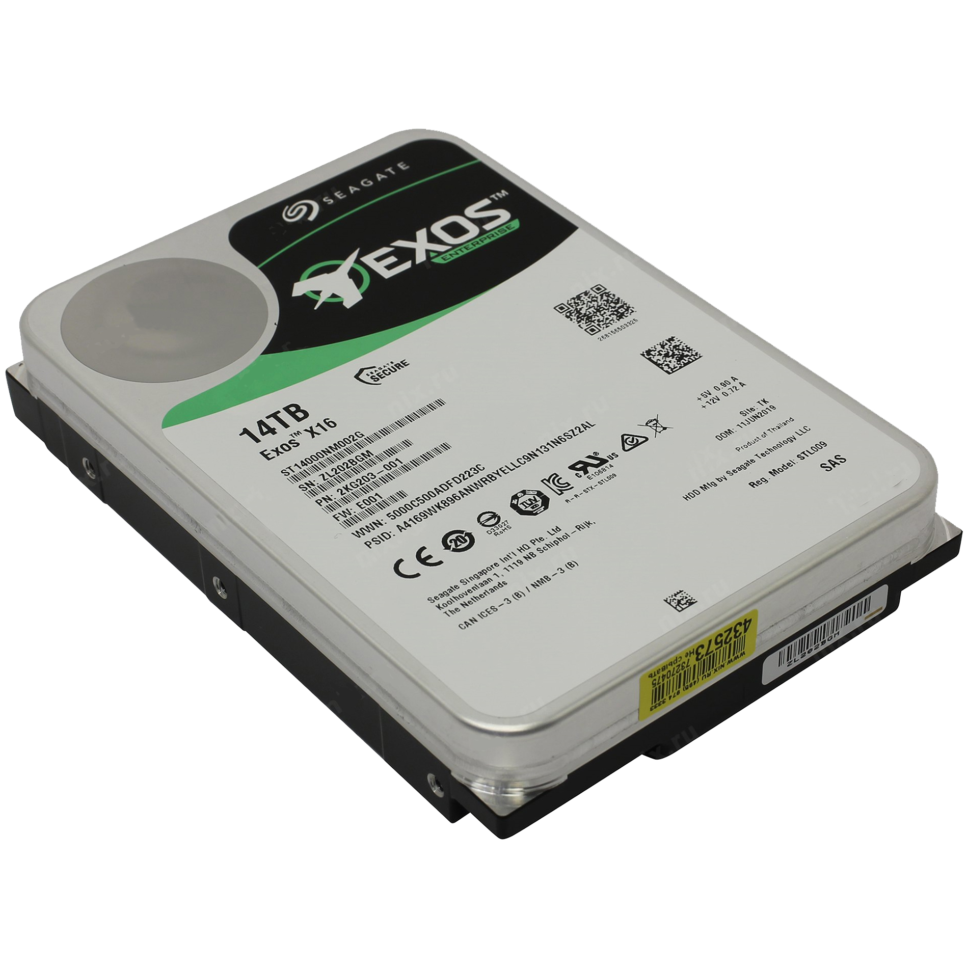 Жесткий диск Seagate SAS 3.0 14TB ST14000NM002G Exos X16 (7200rpm) 256Mb 3.5"