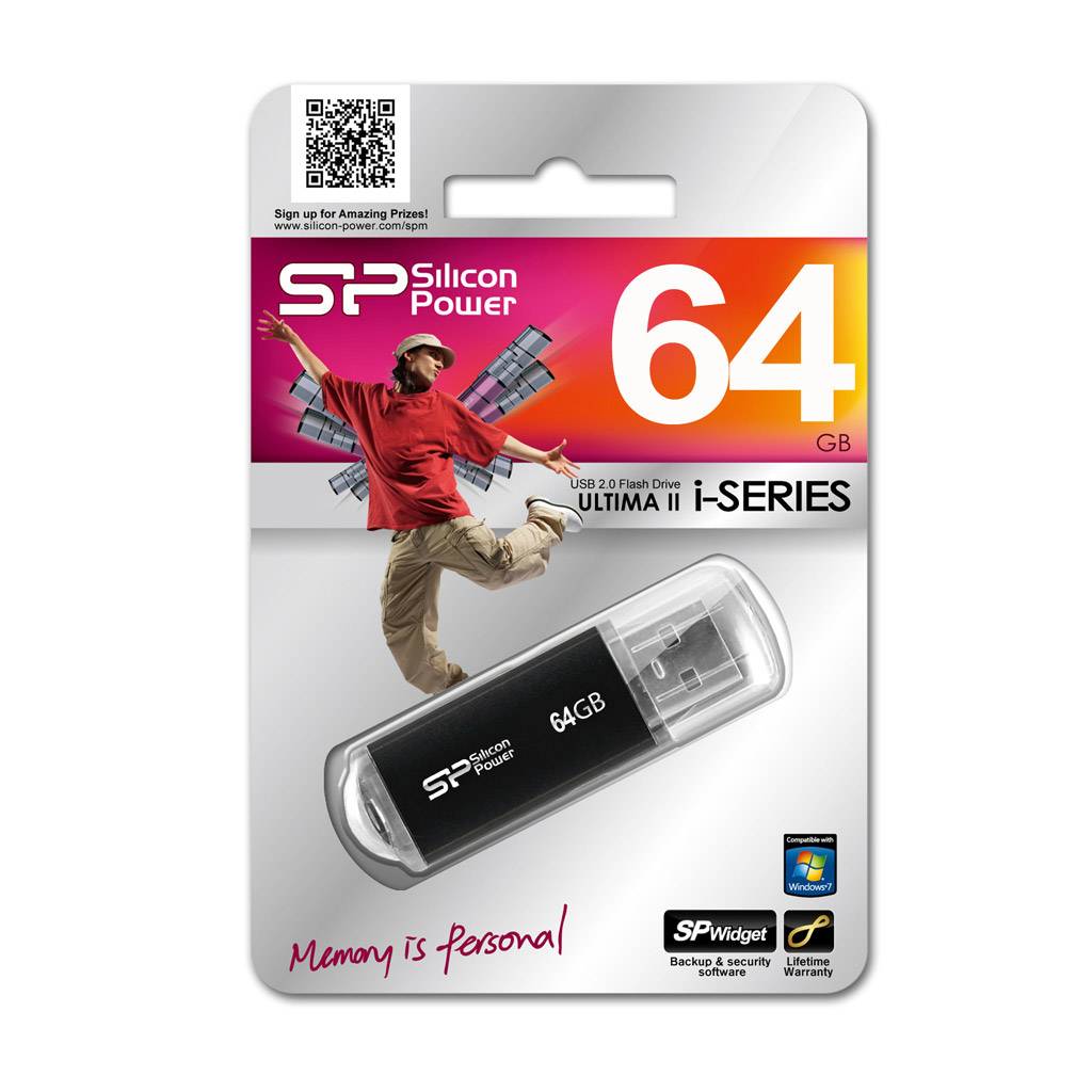Флеш Диск Silicon Power 64Gb Ultima II-I Series SP064GBUF2M01V1K USB2.0 черный