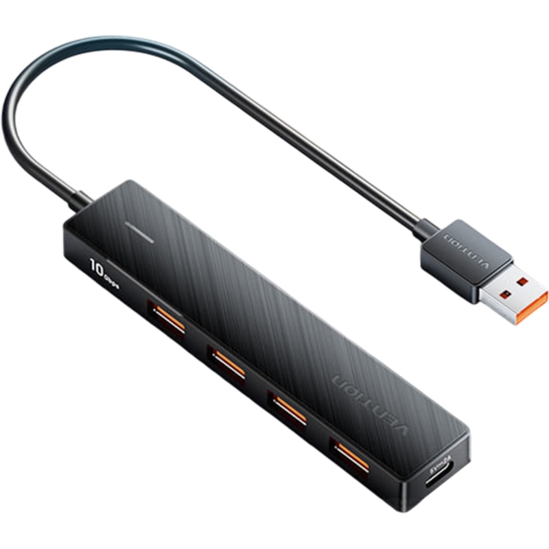 Концентратор Vention USB 3.2 Gen 2 на 4 порта Черный - 0.15м.