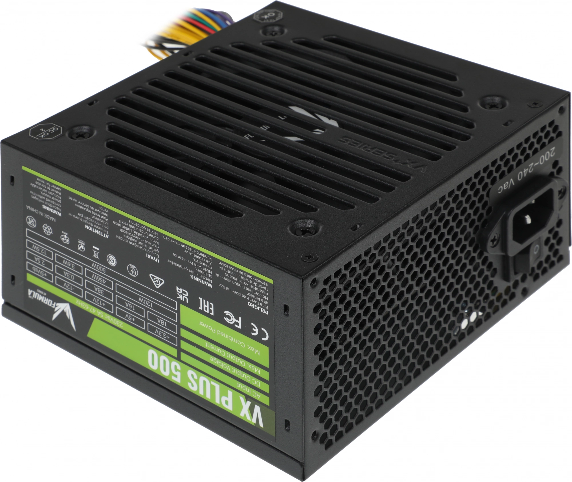 Блок питания Formula V Line VX PLUS 500, 500W, ATX12V v2.3, 12cm Fan (ex Aerocool)