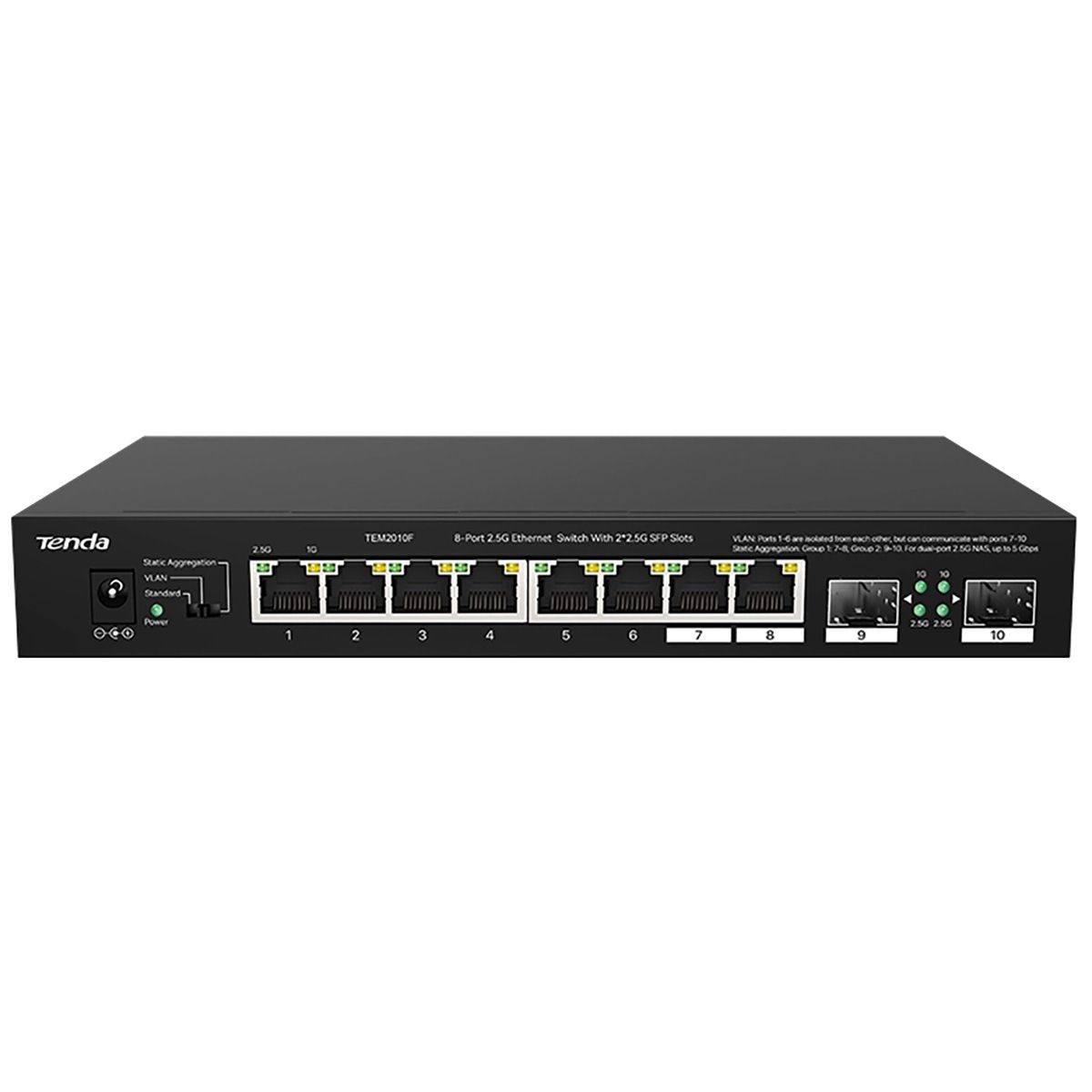 Коммутатор Tenda TEM2010F (L2) 8x2.5Гбит/с 2SFP неуправляемый